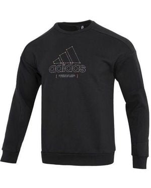 adidas Th Mh Crew Logo Athleisure Casual Sports Round Neck - Black