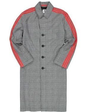 adidas Originals X 424 Trench Coat Crossover Plaid Long Windbreaker - Grey