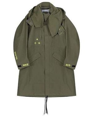 Nike Lab Acg Gore-tex Casual Hooded Long Jacket Olive - Green