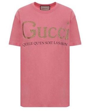 Gucci (Wmns) Bronzing Alphabet Short Sleeve T-Shirt - Pink