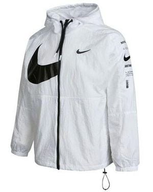 Nike Swoosh Logo Printed Wind Proof Jacket - Blue