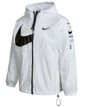 Nike Swoosh Logo Printed Wind Proof Jacket - Blue
