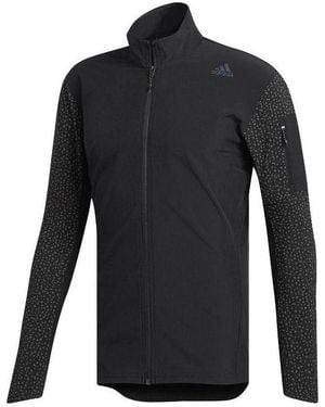 adidas Solid Color Polka Dots Logo Zipper Stand Collar Jacket - Black