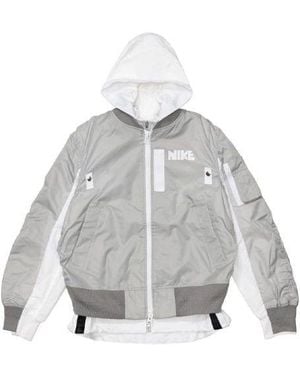 Nike X Sacai Double Layer Contrasting Colors Sports Hooded Jacket - Gray