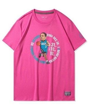 Li-ning Way Of Wade Cartoon Graphic T-Shirt - Pink