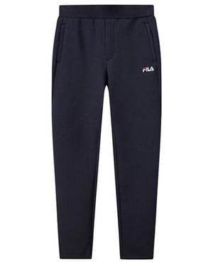 Fila Straight Casual Trousers Stay Warm Sports Knit Long Trousers - Blue
