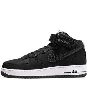 Nike X Stüssy Air Force 1 Mid Mid-top Leather Trainers - Black