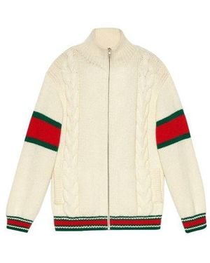Gucci Cable Knit Bomber Jacket - Natural