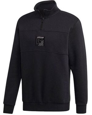 adidas Originals Sprt Icon Qztt Athleisure Casual Sports Cardigan Fleece Lined Stand Collar Pullover - Blue