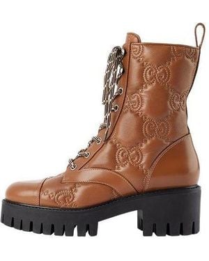 Gucci (Wmns) Quilted Lace-Up Boots - Brown