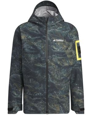adidas National Geographic Allover Print Rain.Rdy Jacket Asia Sizing Pebble' - Grey