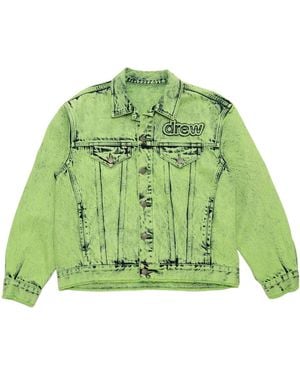 Drew House Oversized Trucker Jacket 'Painted Lime' - Green