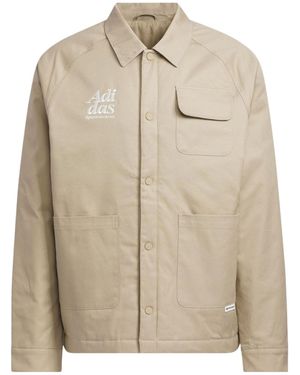 adidas Small Logo Padded Jacket Asia Sizing - Natural