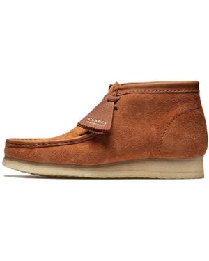 Clarks Wallabee Boots 'Tan Hairy Suede' - Brown