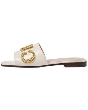 Gucci (Wmns) Cara Grained Leather Slip-On Sandal 'Off- - White