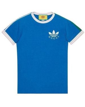 Gucci X Adidas Trefoil Print T-Shirt - Blue