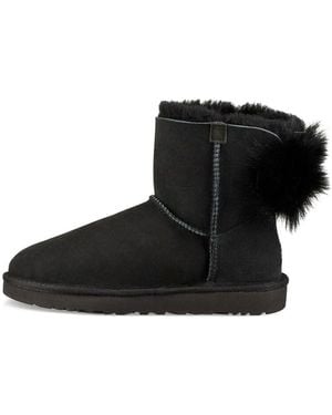 UGG (Wmns) Fluff Bow Mini Fleece Lined - Black