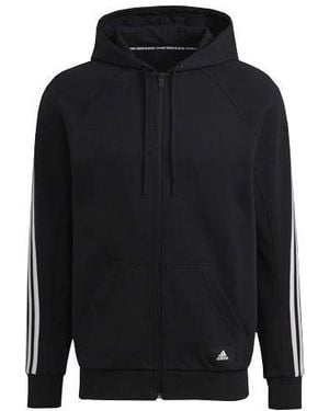 adidas Long Sleeves Zipper Hooded Jacket - Blue