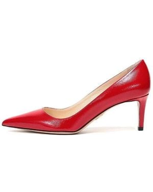 Prada (Wmns) Pointed Saffiano Leather Heels - Red