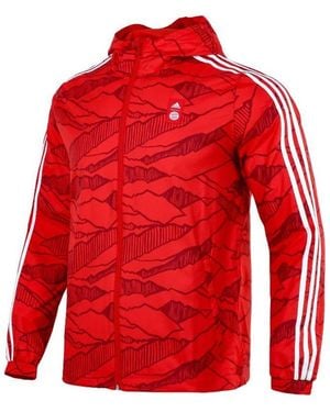 adidas Soccer/Football Training Windproof Quick Dry Casual Woven Hooded Jacket - Red