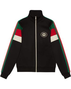Gucci Fw22 Neoprene Zip Jacket With Web - Black