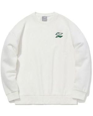 Li-ning Round Neck Casual Sports Long Sleeves Pullover - White