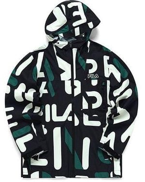 Fila Full Print Casual Woven Hooded Jacket - Green