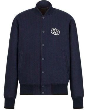 Dior Ss22 Logo Printing Stripe Long Sleeves Jacket Autumn - Blue
