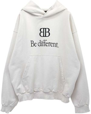 Balenciaga Bb Be Different Popover Hoodie 'Ecru' - Grey