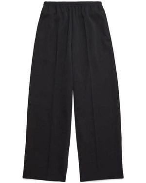Balenciaga Elastic Waist Straight Leg Trousers - Black