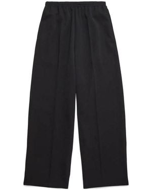 Balenciaga Elastic Waist Straight Leg Trousers - Black