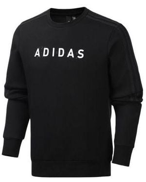 adidas Logo Printing Sports Round Neck Pullover - Black
