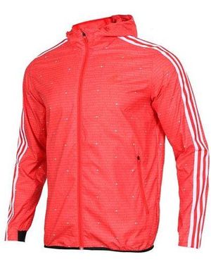 adidas Wb Aop 3S Woven Casual Sports Hooded Jacket - Red