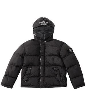 Supreme X Stone Island Painted Camo Crinkle Down Jacket - Black