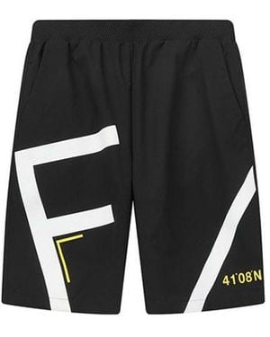 Fila Woven Shorts Loose Full Print Casual Sports Trousers - Black