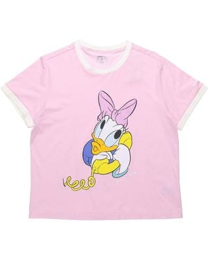 adidas (Wmns) Neo Dsny Cp Tee Disney Donald Duck Sports Short Sleeve - Pink