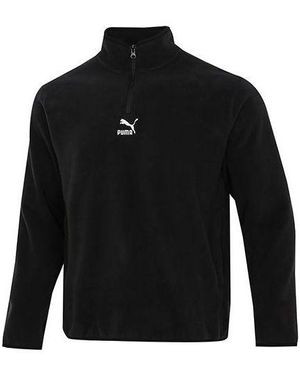 PUMA Classics Polar Fleece Hz Crew Casual Sports Fleece Lined Stand Collar Knit - Black