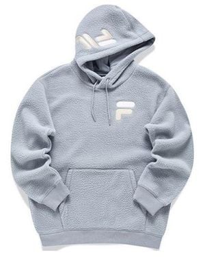 Fila Logo Printed Fleece Hoodie - Blue