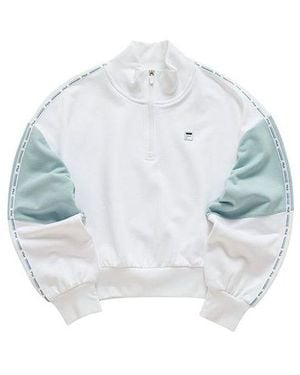 Fila (Wmns) Sports Contrasting Colors Stand Collar Pullover Half Zipper Hoodie - Blue