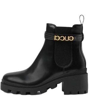 Gucci (Wmns) Mid-Heel Boot With Logo Leather' - Black