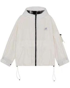 New Balance (Wmns) Logo Printing Woven Sports Hooded Jacket Milky - Gray