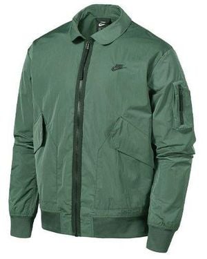 Nike Sportswear Woven Lapel Solid Color Sports Jacket - Green