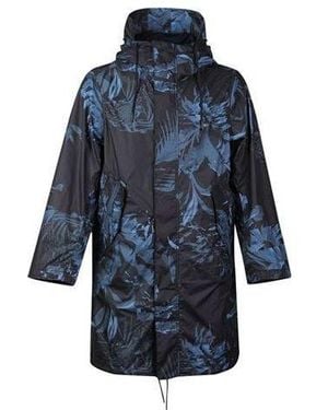 Nike Nsw Parka Aop Woven Printing Mid-length Hooded Jacket Blue Black