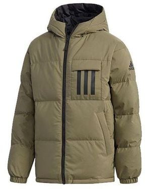 adidas Rev 3St Down Ho Stay Warm Reversible Outdoor Hooded Down Jacket Khaki - Green