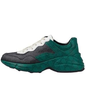 Gucci Gg Rhyton Supreme-Canvas Sneakers - Green