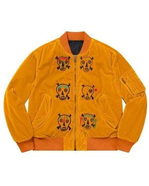 Supreme Clayton Patterson Skulls Velvet Ma-1 Jacket - Orange