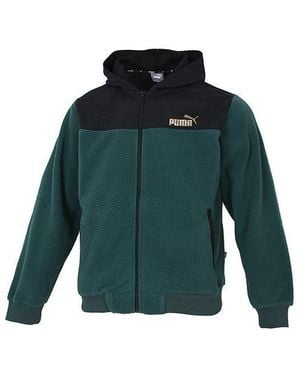 PUMA Winterized Lamb's Wool Stay Warm Colorblock Hooded Jacket - Green