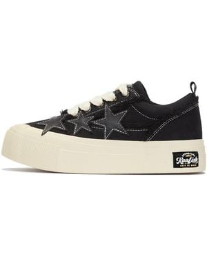 KAALIXTO Skateboarding Canvas Low Leather' - Black