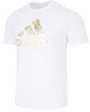 adidas Large Logo Printing Casual Round Neck Short Sleeve - White