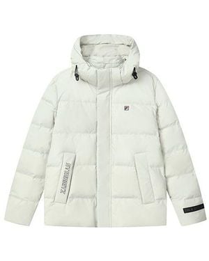 Fila Embroidered Logo Stay Warm Sports Hooded Down Jacket - White